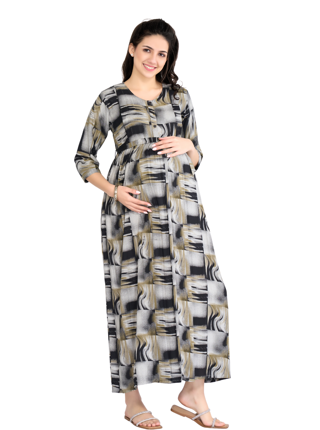 ONLY MINE Premium MAXI Mom's Wear - Soft & Smooth Rayon | Maternity | Feeding | Maxi Model | Casual Wear for Pregnancy Women's