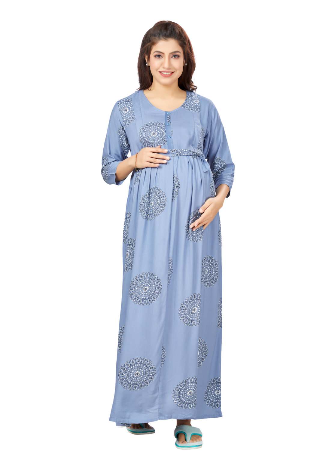 ONLY MINE Premium 4-IN-ONE Mom's Wear - Soft & Smooth Rayon | Maternity | Feeding | Long Frock | Casual Wear for Pregnancy Women's