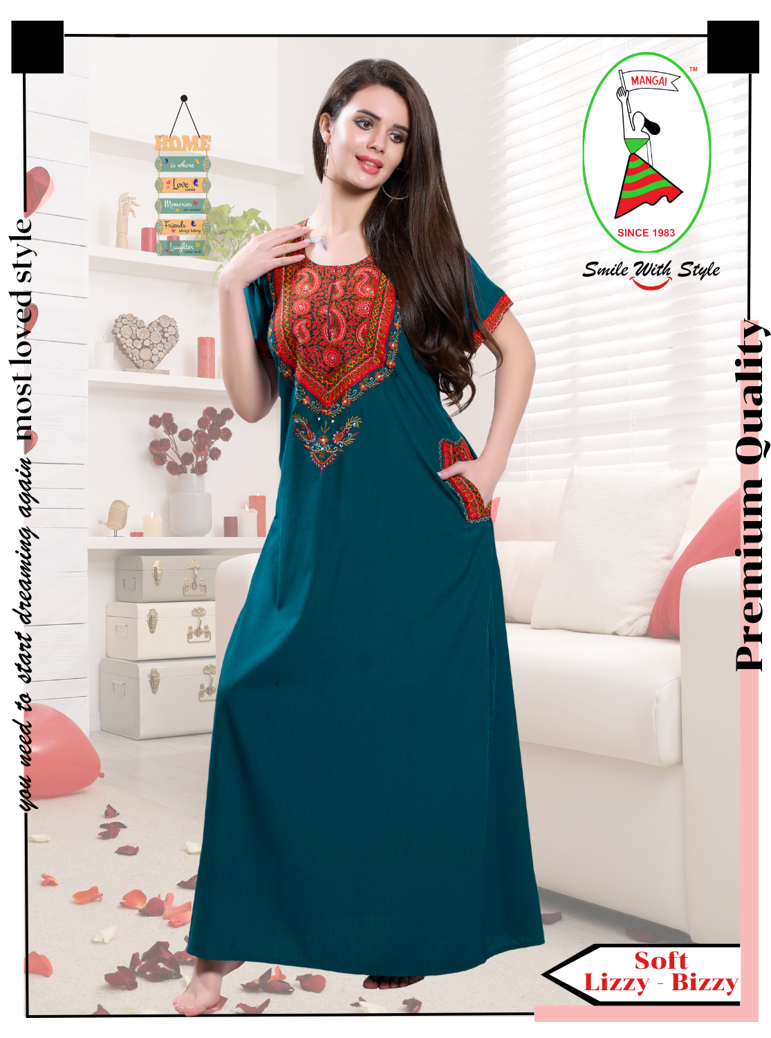 MANGAI Premium KARACHI Embroidery Nighties | Beautiful Embroidery Design's | Branded Quality | Half Sleeve | Regular Model | Stylish Nightdress for Women