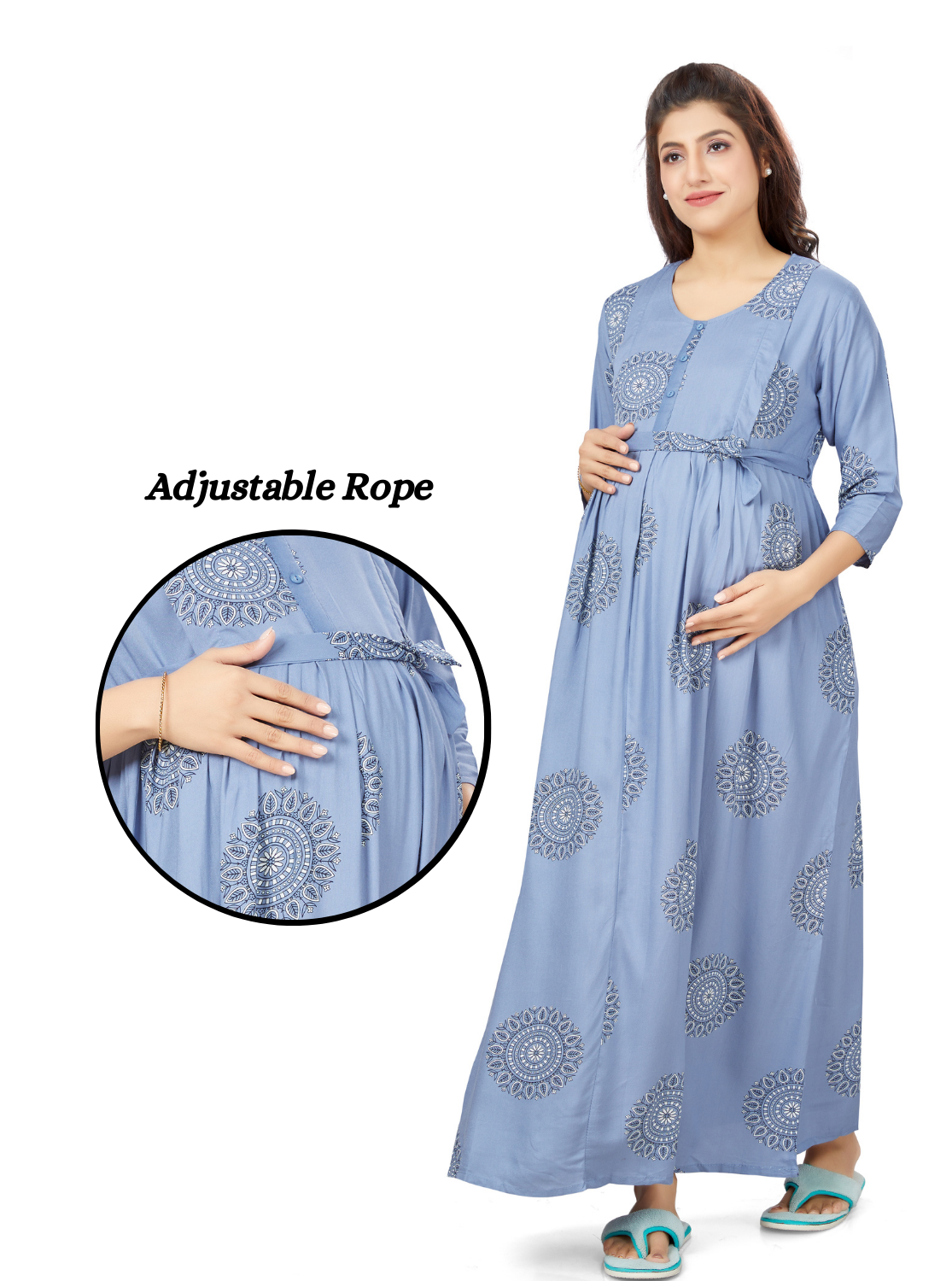 ONLY MINE Premium 4-IN-ONE Mom's Wear - Soft & Smooth Rayon | Maternity | Feeding | Long Frock | Casual Wear for Pregnancy Women's