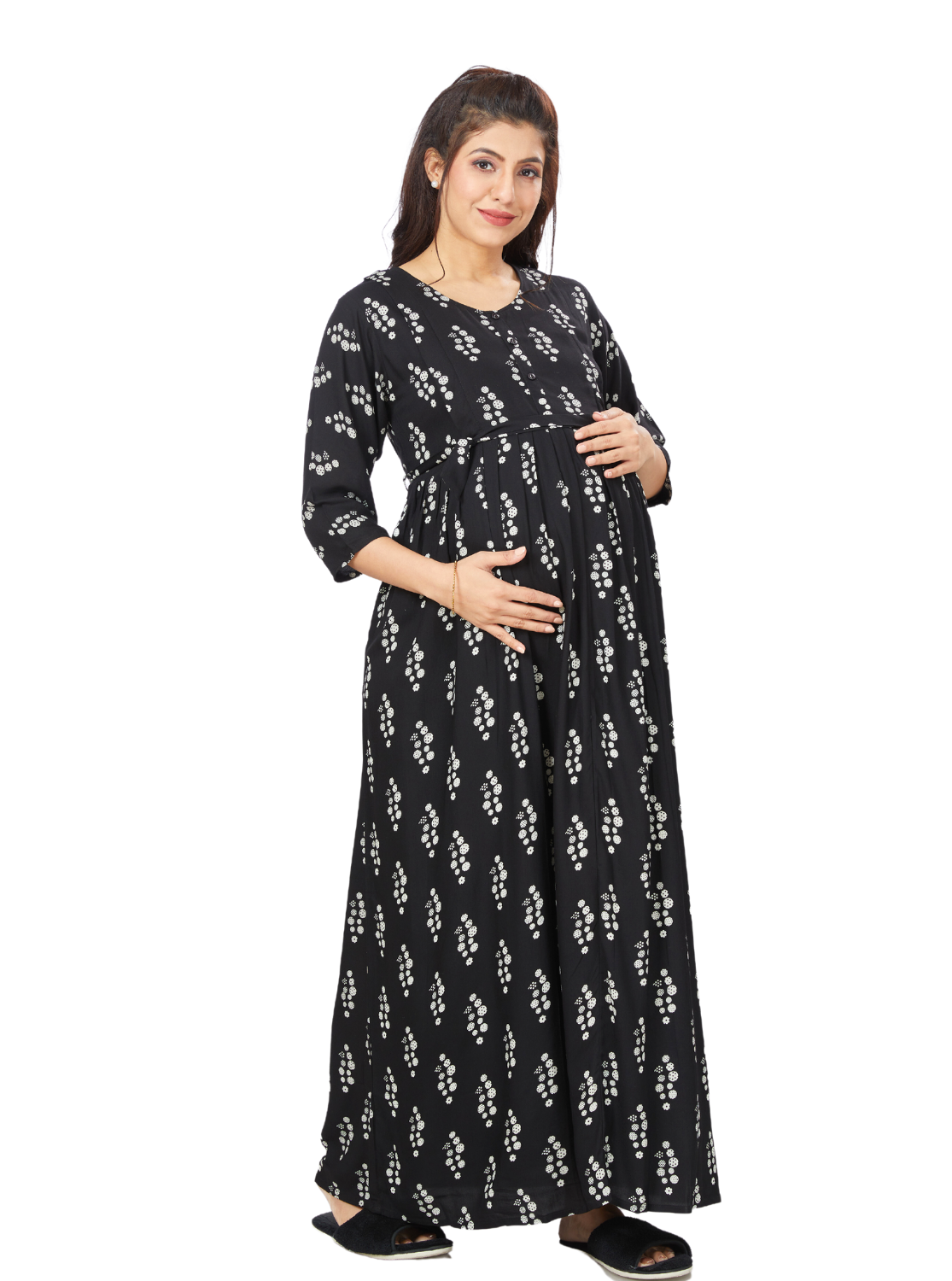 New ArrivalsONLY MINE Premium 4-IN-ONE Mom's Wear - Soft & Smooth Rayon | Maternity | Feeding | Long Frock | Casual Wear for Pregnancy Women's