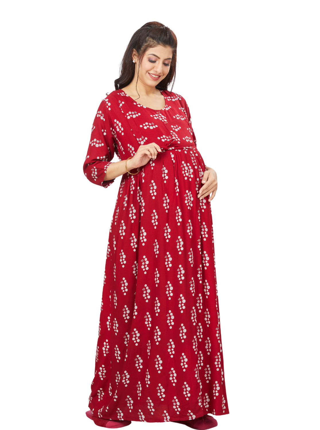 New ArrivalsONLY MINE Premium 4-IN-ONE Mom's Wear - Soft & Smooth Rayon | Maternity | Feeding | Long Frock | Casual Wear for Pregnancy Women's