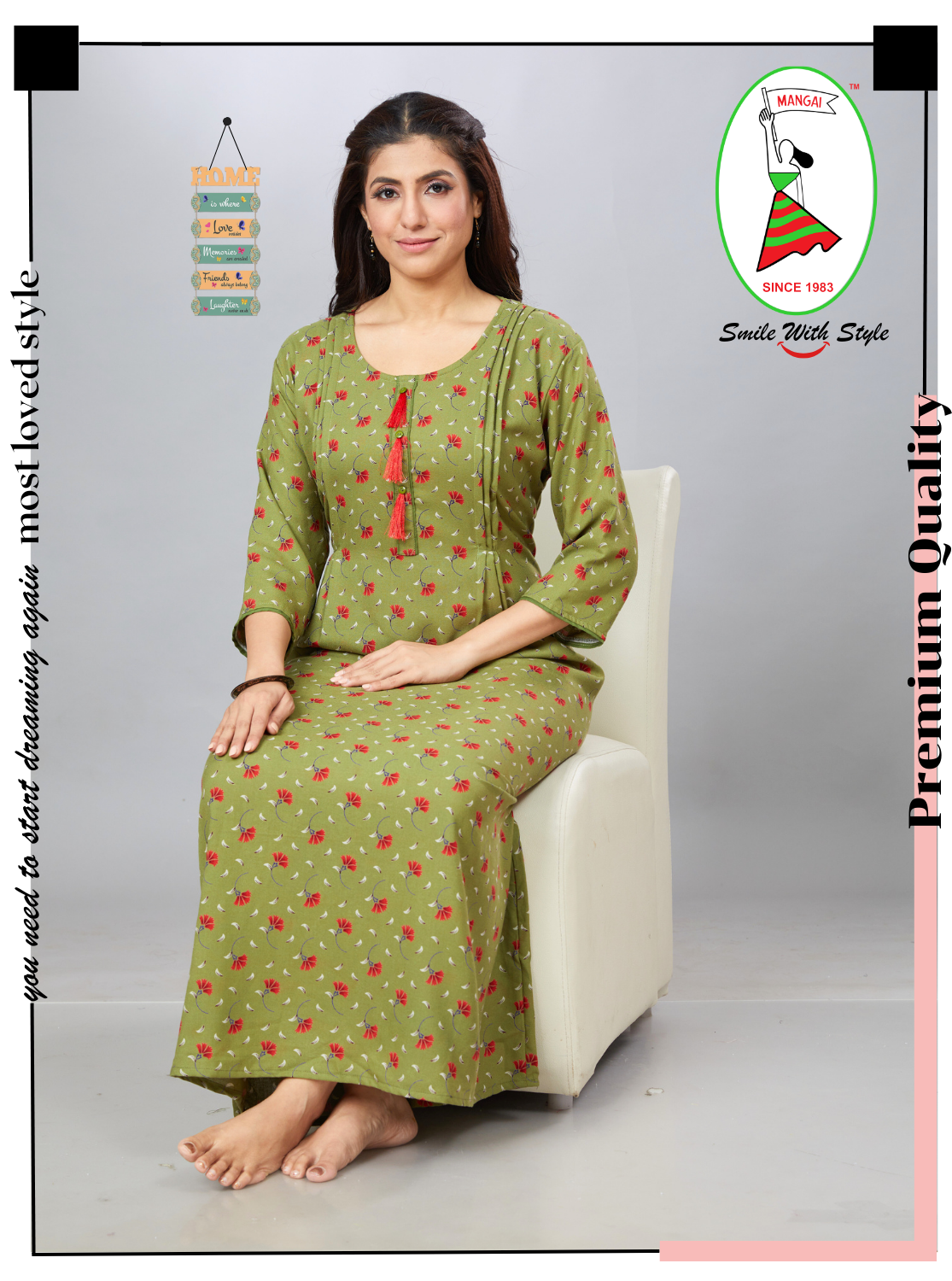 New Arrivals MANGAI Premium Alpine KURTI Style | Beautiful Stylish KURTI Model | Side Pocket | Perfect Nightwear Collection's for Trendy Women's