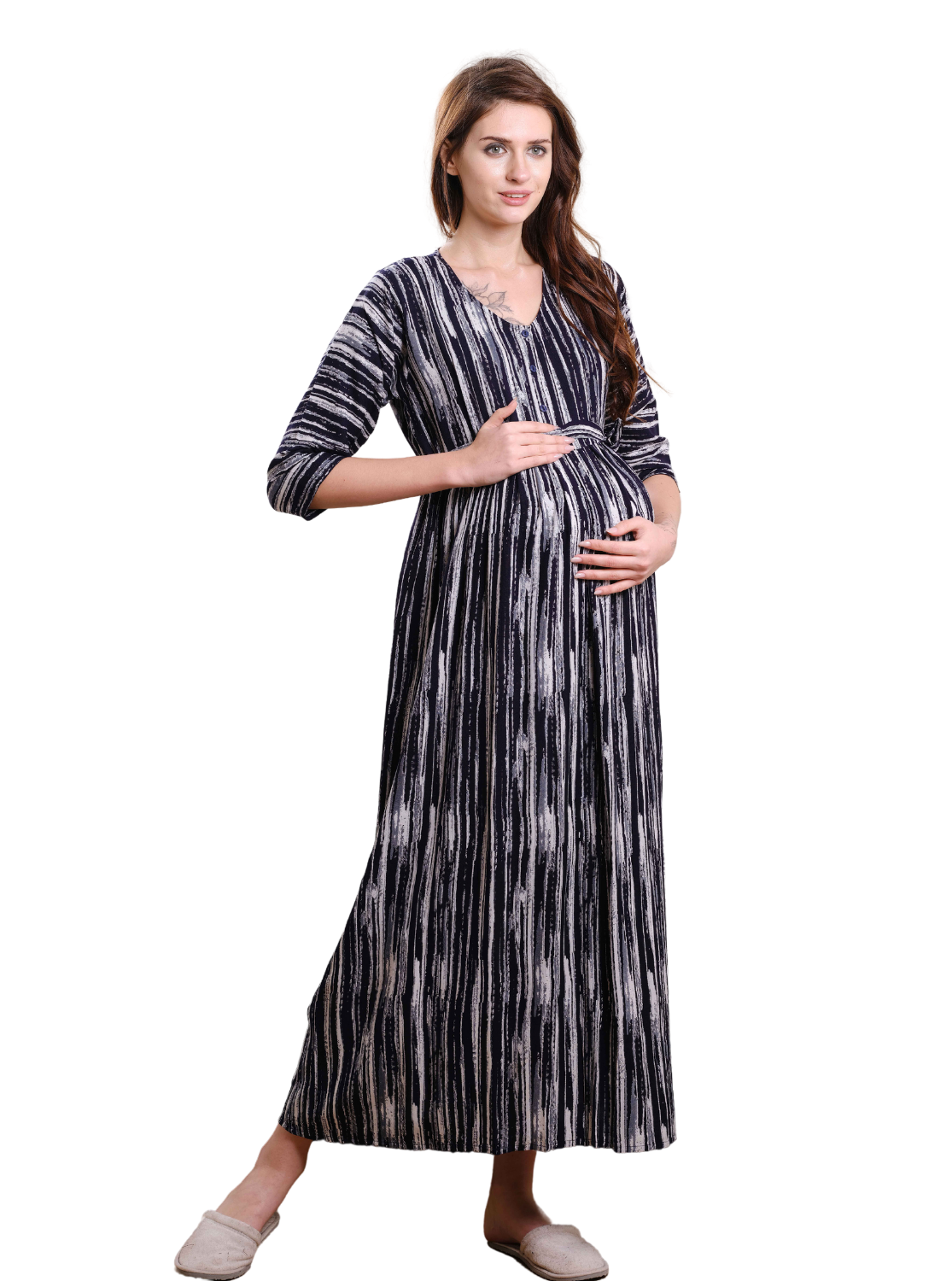 New ONLY MINE Premium 4-IN-ONE Mom's Wear - Soft & Smooth Rayon | Maternity | Feeding | Long Frock | Casual Wear for Pregnancy Women's