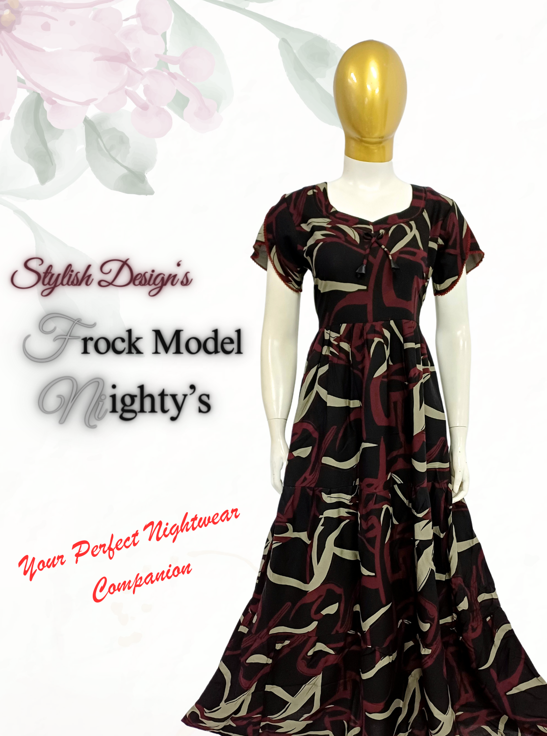 MANGAI Premium Alpine FROCK Model Nighties | Beautiful Stylish Frock Style | Stylish Sleeves | Perfect Nightwear Trendy Women's