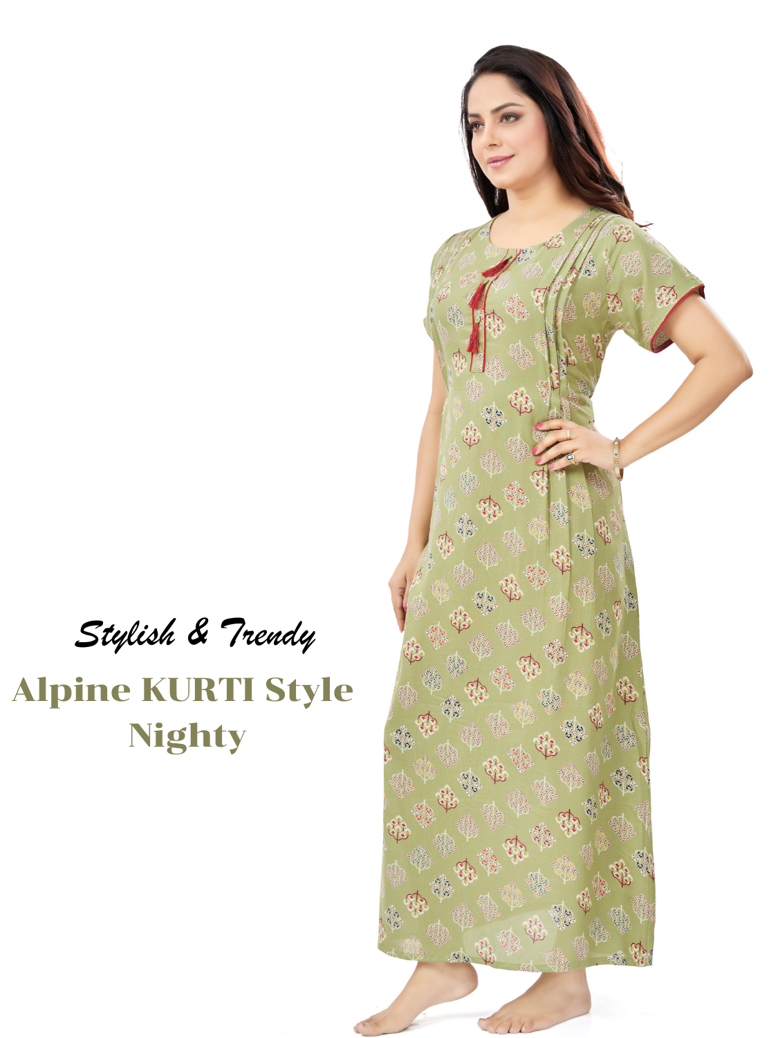 MANGAI Premium Alpine KURTI Style | Beautiful Stylish KURTI Model | Side Pocket | Perfect Nightwear Collection's for Trendy Women's