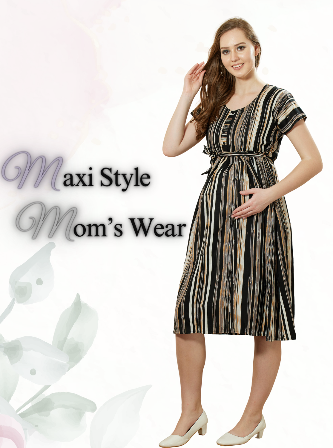 ONLY MINE Premium 4-IN-ONE Floral Print Mom's Wear | Stylish Maxi Moms Wear | Invisible Feeding Zipper | Perfect Pregnancy Wear