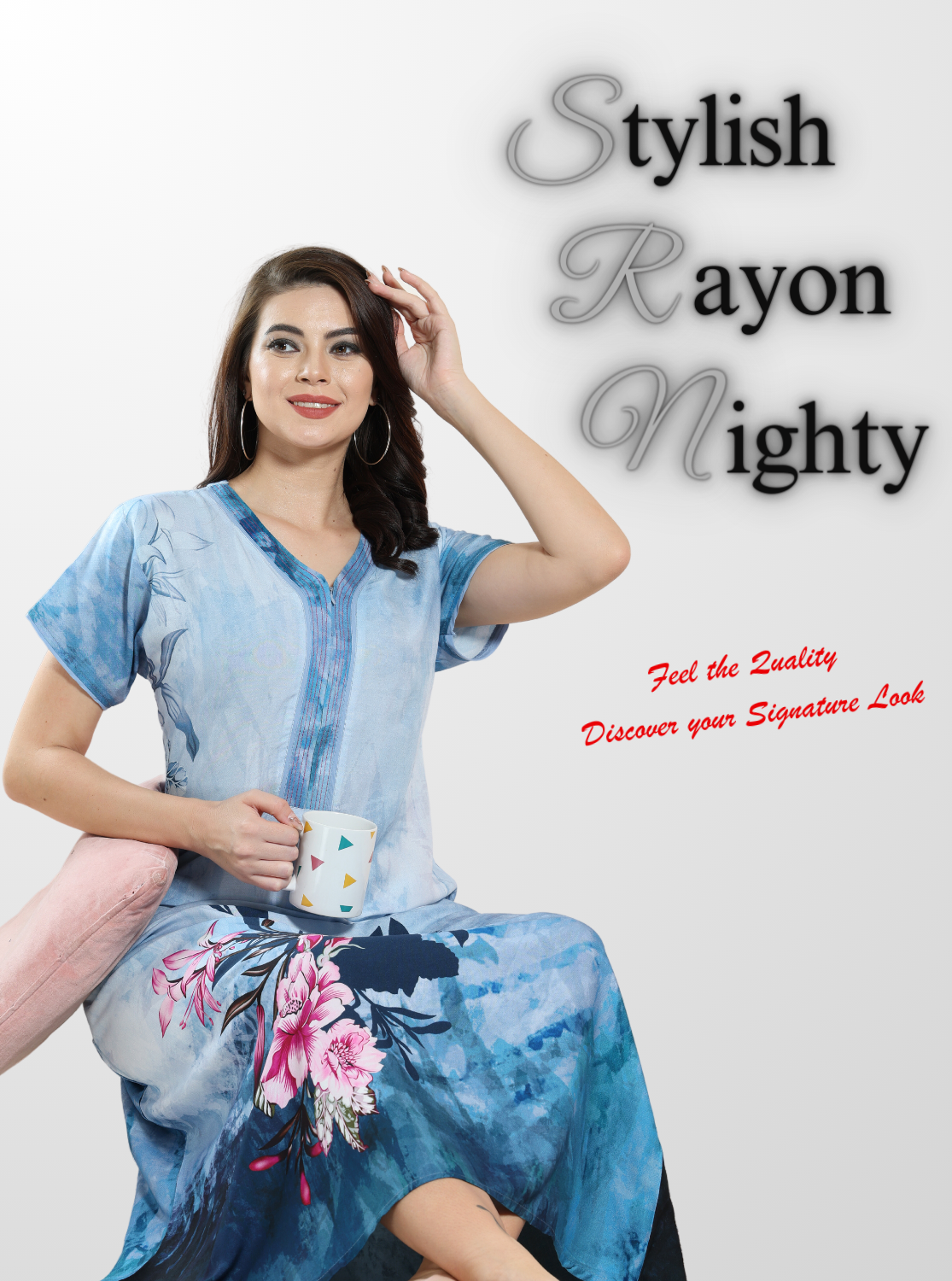 MANGAI Rayon Digital Printed Stylish Nighties for Stylish Women's | Updated Collections | Superior Quality | All Over Printed |Trendy Nighties for Women's