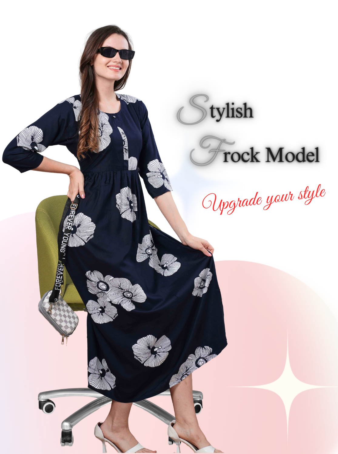 New Arrivals ONLY MINE Premium Rayon FROCK Model Pleated Nighties - Style 3/4 Length Sleeve | Soft & Smooth Cloths | Stylish Look | Perfect Nightdress for Trendy Women's