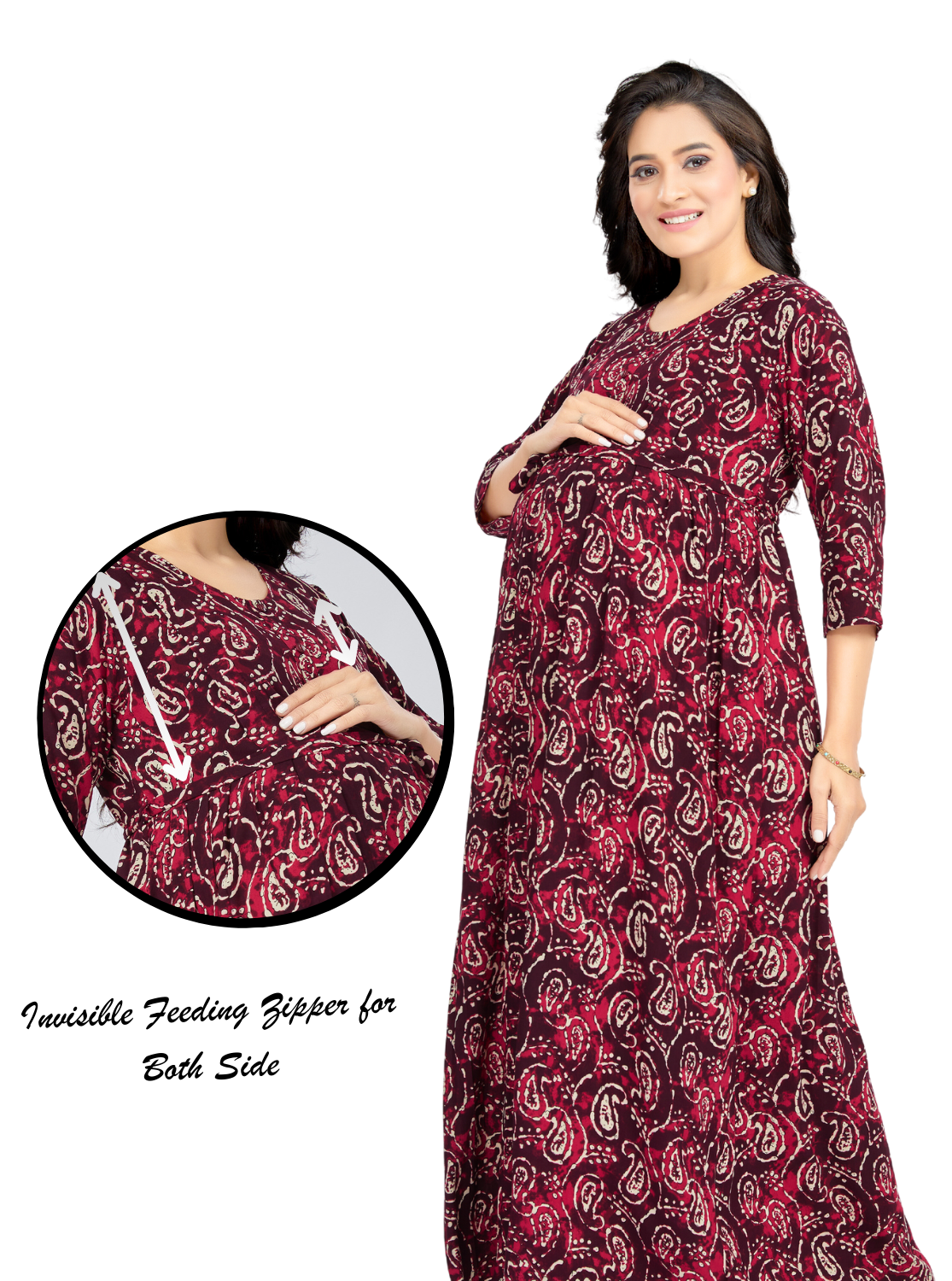 ONLY MINE 4-IN-ONE Mom's Wear - Soft & Smooth Rayon | Maternity | Feeding | Maxi | Long Frock | Casual Wear | Perfect Maternity Collection for Pregnancy Women's