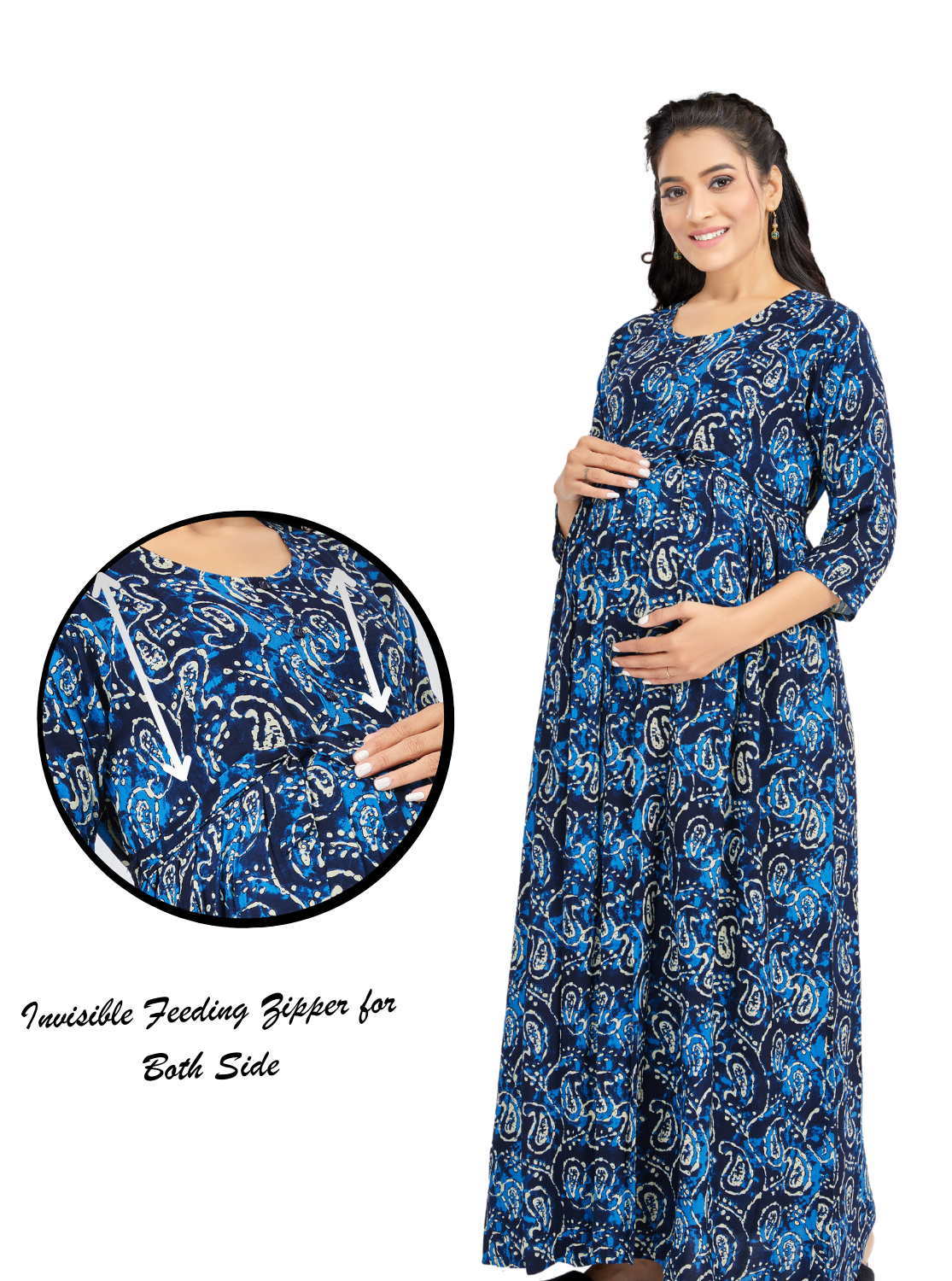 ONLY MINE 4-IN-ONE Mom's Wear - Soft & Smooth Rayon | Maternity | Feeding | Maxi | Long Frock | Casual Wear | Perfect Maternity Collection for Pregnancy Women's