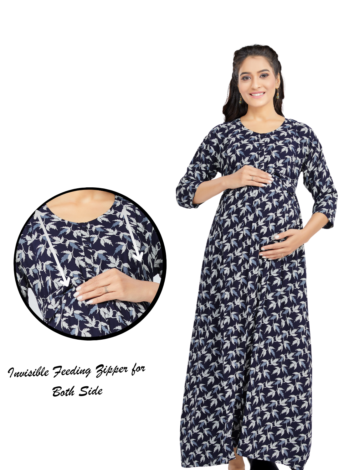 New Collection'sONLY MINE 4-IN-ONE Mom's Wear - Soft & Smooth Rayon | Maternity | Feeding | Maxi | Long Frock | Casual Wear | Perfect Maternity Collection for Pregnancy Women's