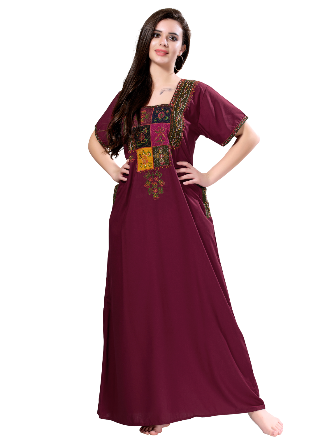 MANGAI Premium KARACHI Embroidery Nighties | Beautiful Embroidery Design's | Branded Quality | Half Sleeve | Regular Model | Stylish Nightdress for Women