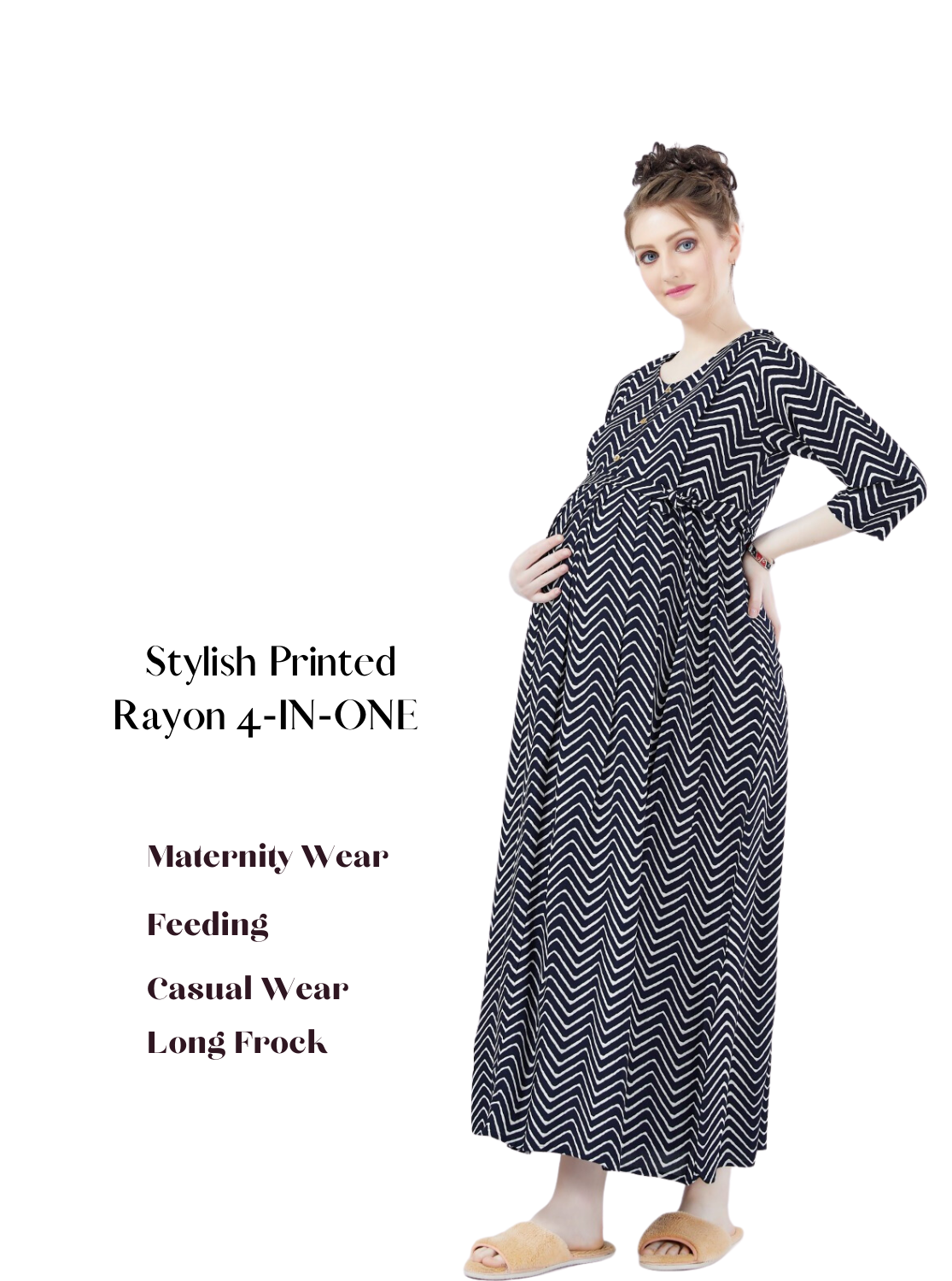 New ONLY MINE 4-IN-ONE Mom's Wear - Soft & Smooth Rayon | Maternity | Feeding | Maxi | Long Frock | Casual Wear