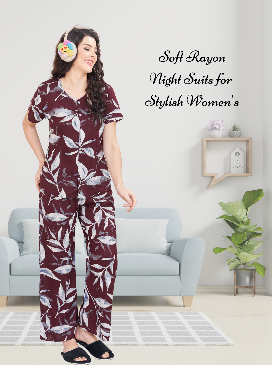 New ONLY MINE Rayon Printed Top & Bottom Set Night Suits- Stylish Printed Top & Bottom Set for Trendy Women's