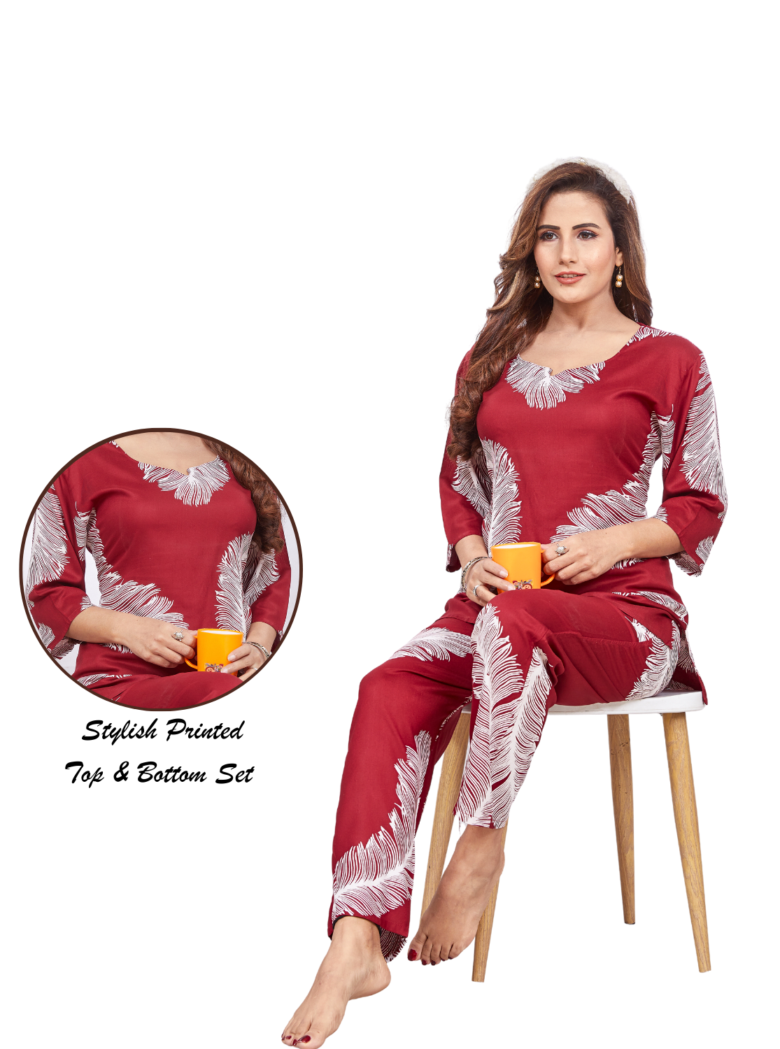 New Arrivals ONLY MINE Rayon Printed Top & Bottom Set Night Suits- Stylish Printed Top & Bottom Set for Trendy Women's