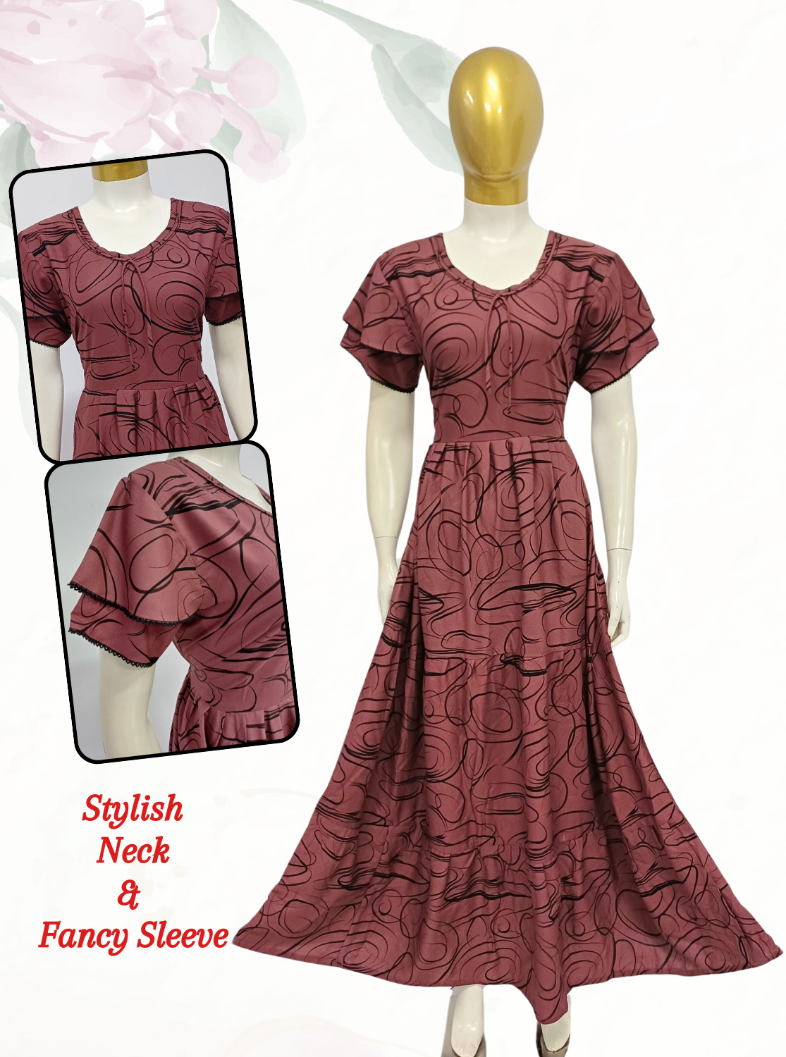 NewArrivals MANGAI Alpine FROCK Model Nighties | Beautiful Stylish Frock Style | Stylish Sleeves | Perfect Nightwear Trendy Women's