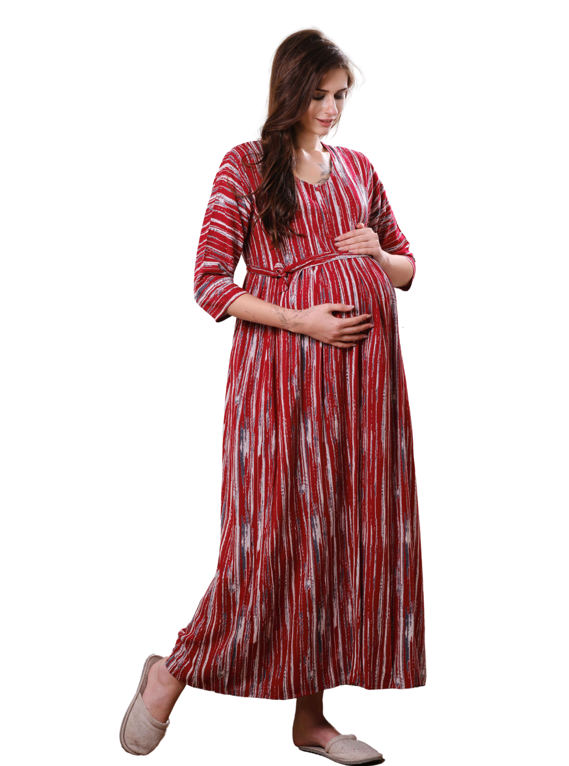 New ONLY MINE Premium 4-IN-ONE Mom's Wear - Soft & Smooth Rayon | Maternity | Feeding | Long Frock | Casual Wear for Pregnancy Women's