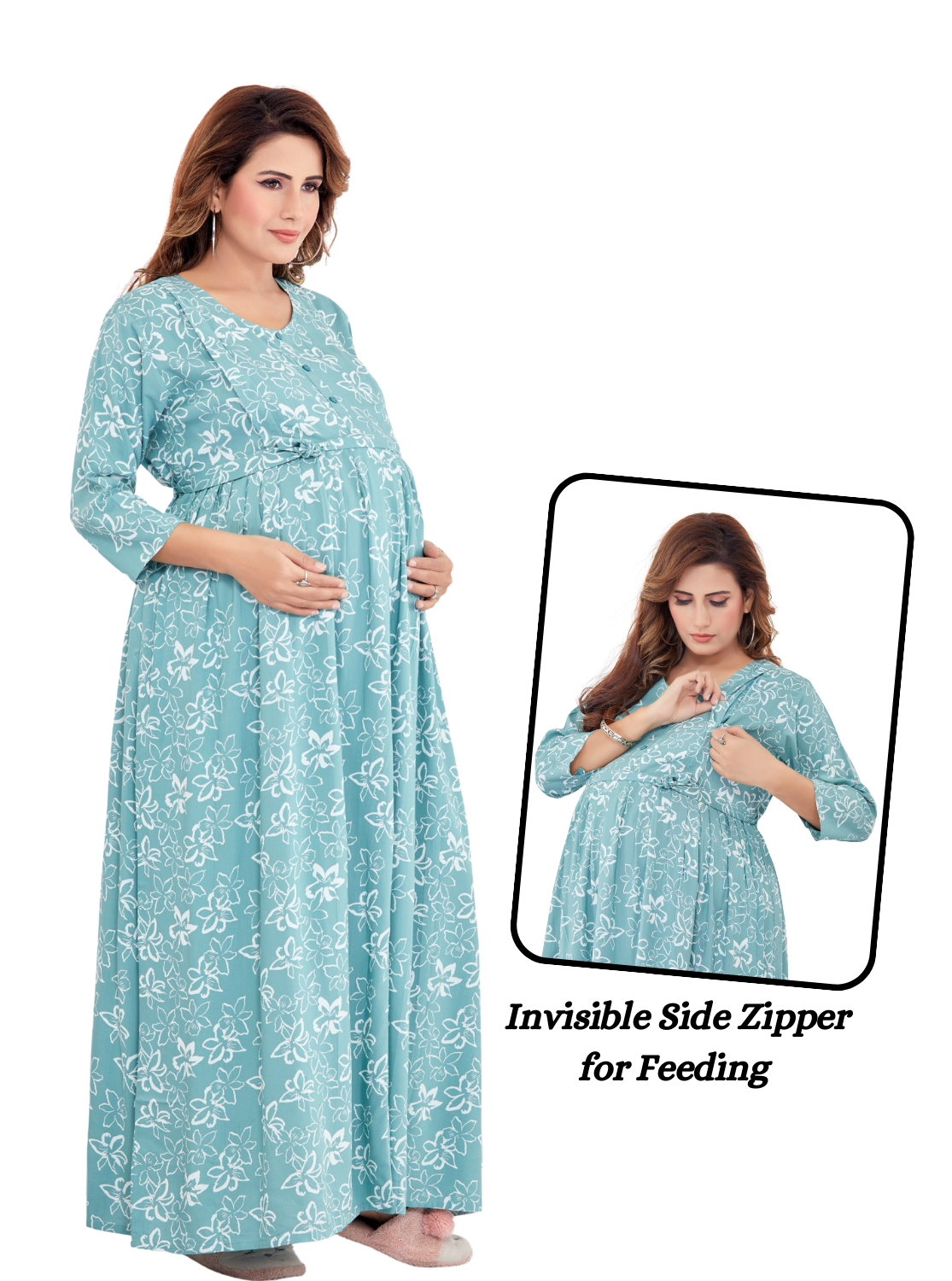 ONLY MINE New Arrival Premium 4-IN-ONE Mom's Wear - Soft & Smooth Rayon | Maternity | Feeding | Long Frock | Casual Wear for Pregnancy Women's