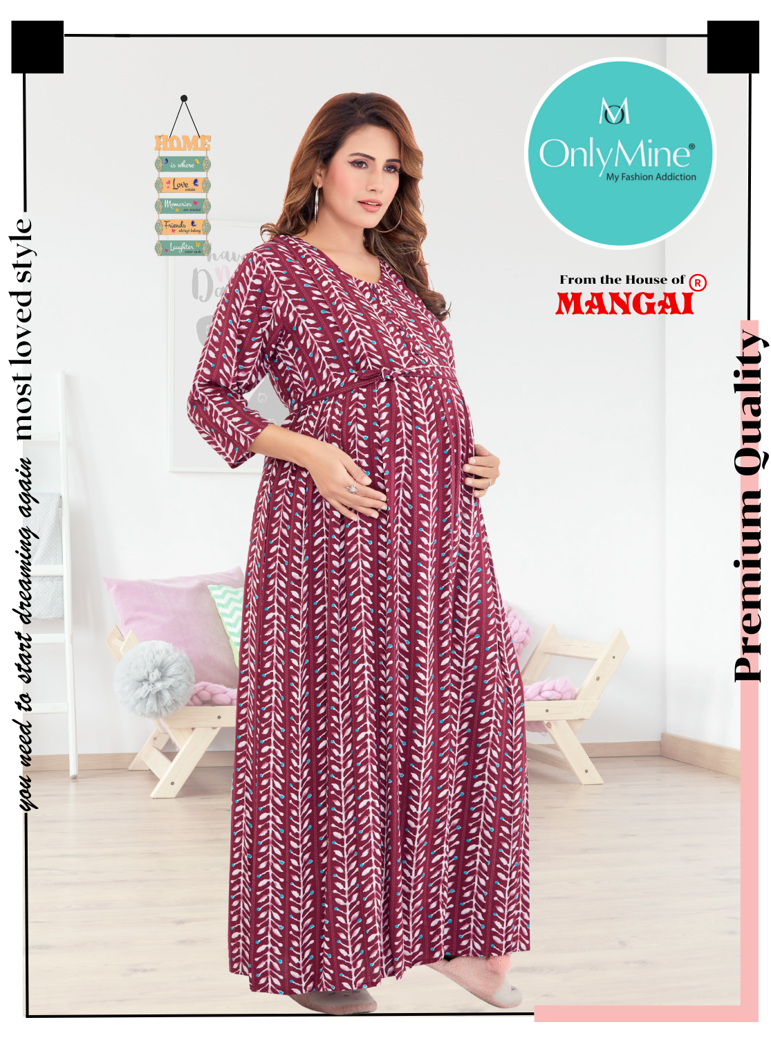 New ONLY MINE Premium 4-IN-ONE Mom's Wear - Soft & Smooth Rayon | Maternity | Feeding | Long Frock | Casual Wear for Pregnancy Women's