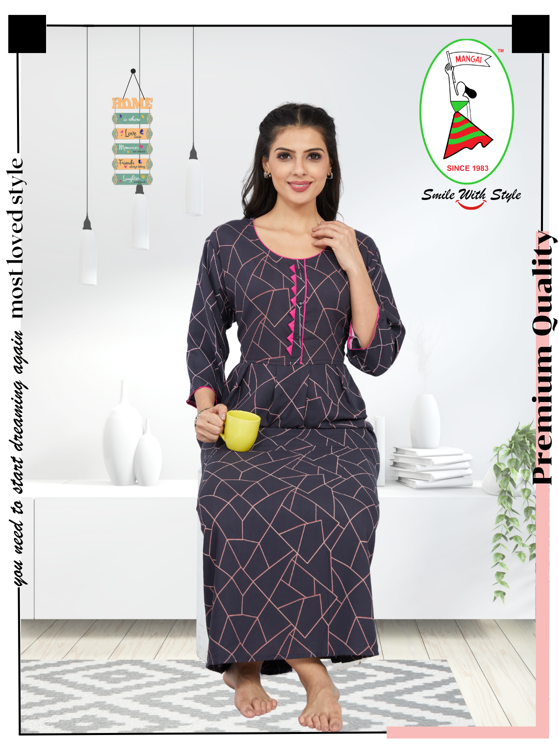 New Arrivals MANGAI Premium Alpine KURTI Style | Beautiful Stylish KURTI Model | Side Pocket | 3/4 Sleeve | Perfect Nightwear Collection's for Trendy Women's