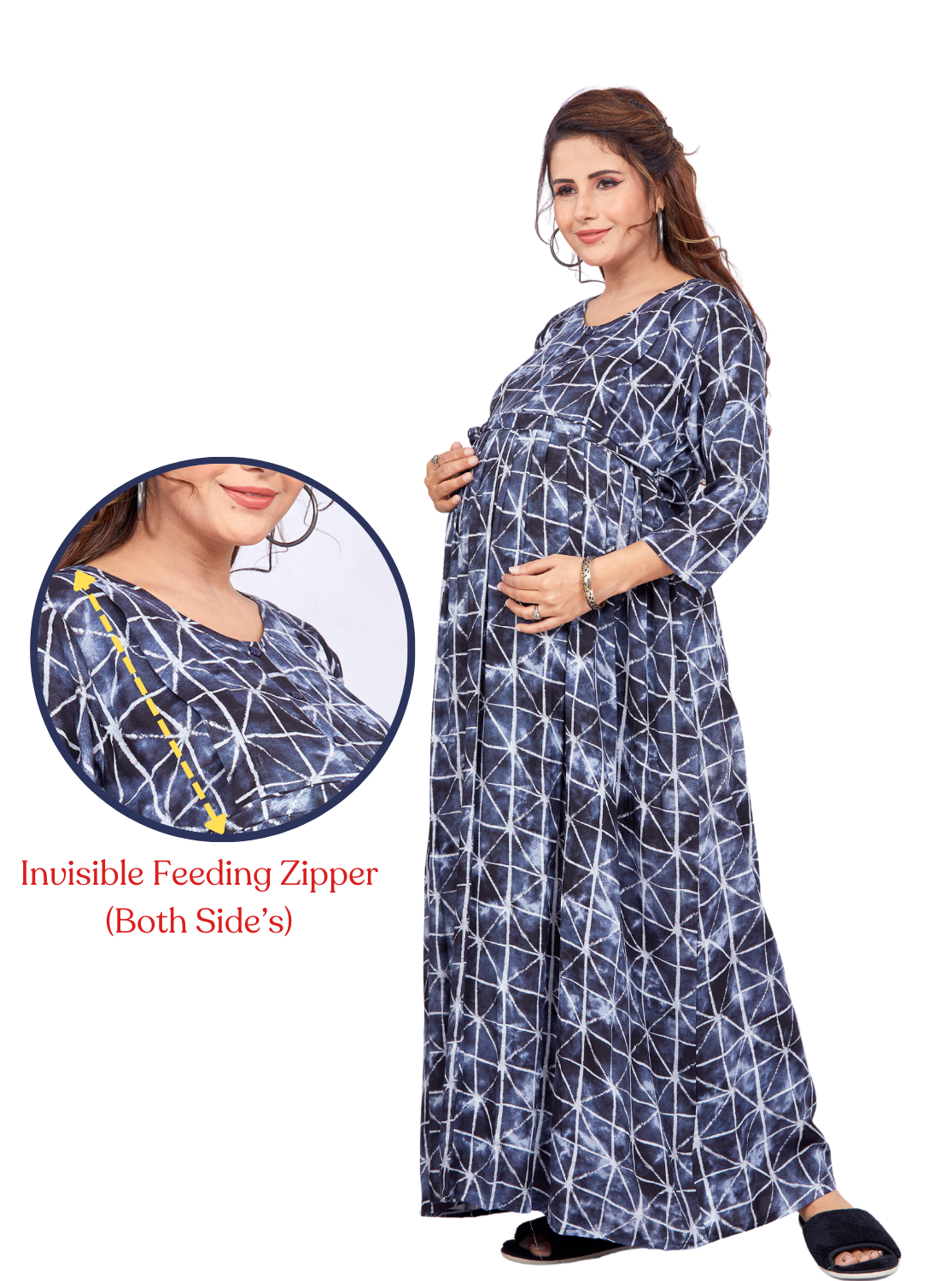 New Arrivals ONLY MINE Premium 4-IN-ONE Mom's Wear - Soft & Smooth Rayon | Maternity | Feeding | Long Frock | Casual Wear for Pregnancy Women's