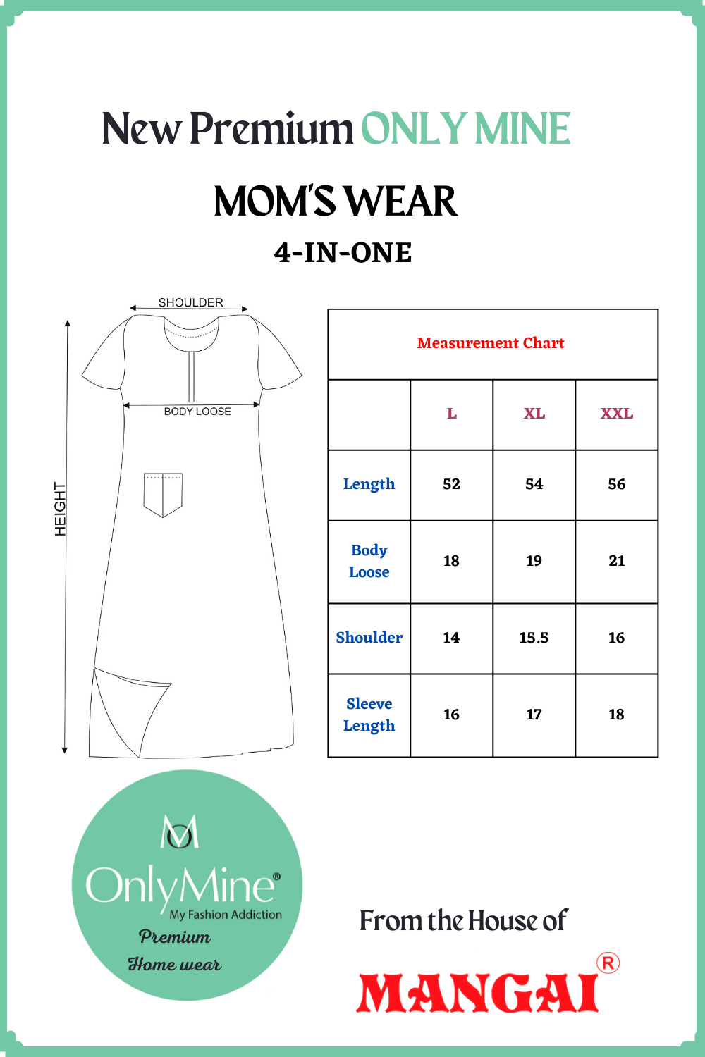 New ONLY MINE Premium 4-IN-ONE Mom's Wear - Soft & Smooth Rayon | Maternity | Feeding | Long Frock | Casual Wear for Pregnancy Women's