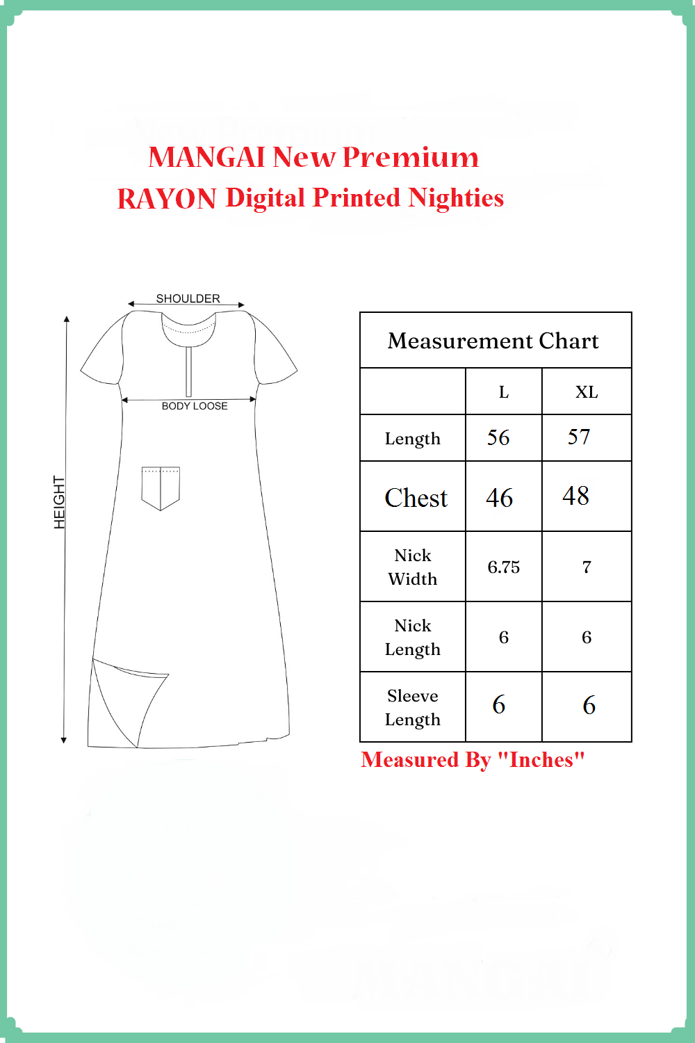 MANGAI Rayon Digital Printed Stylish Nighties for Stylish Women's | Updated Collections | Superior Quality | All Over Printed |Trendy Nighties for Women's