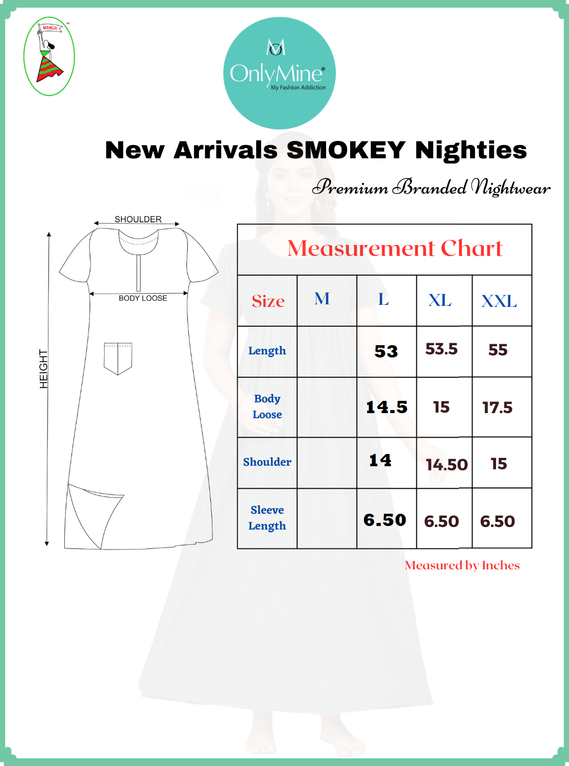 New MANGAI Premium Synesthetic Smokey Nighty | Beautiful Pleated Design | Side Pocket | Button Type | Stylish Nighty for Stylish Women's