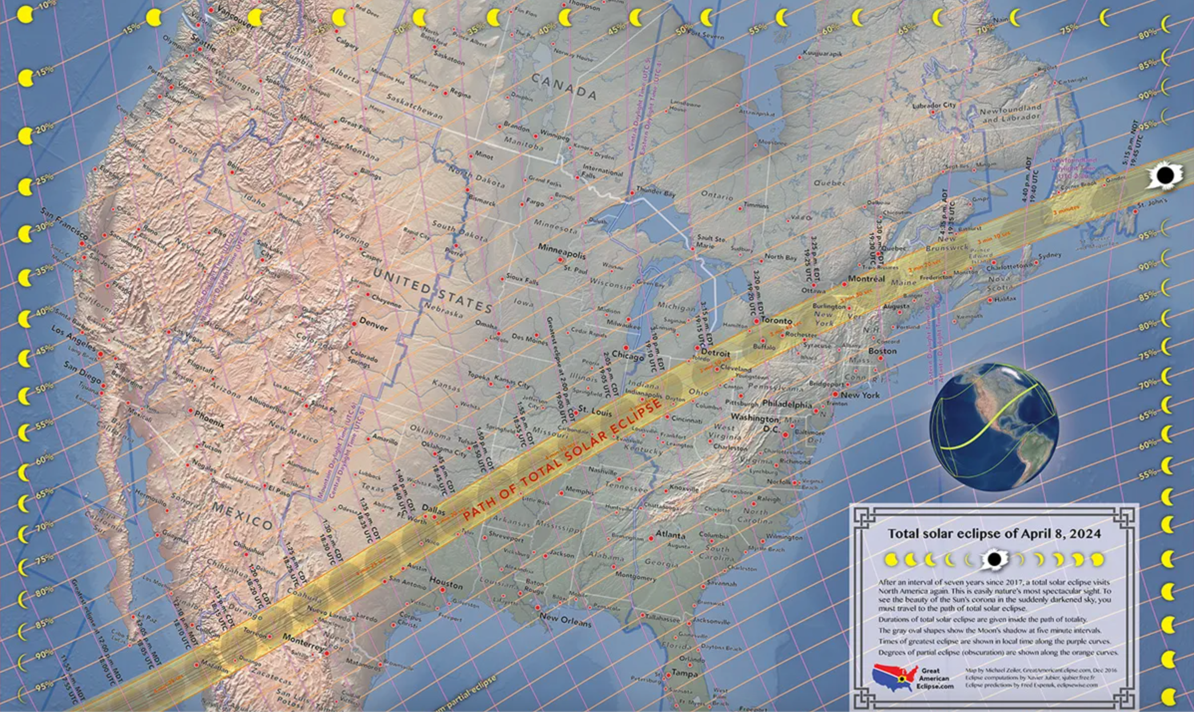 chemin de l'éclipse d'avril 2024