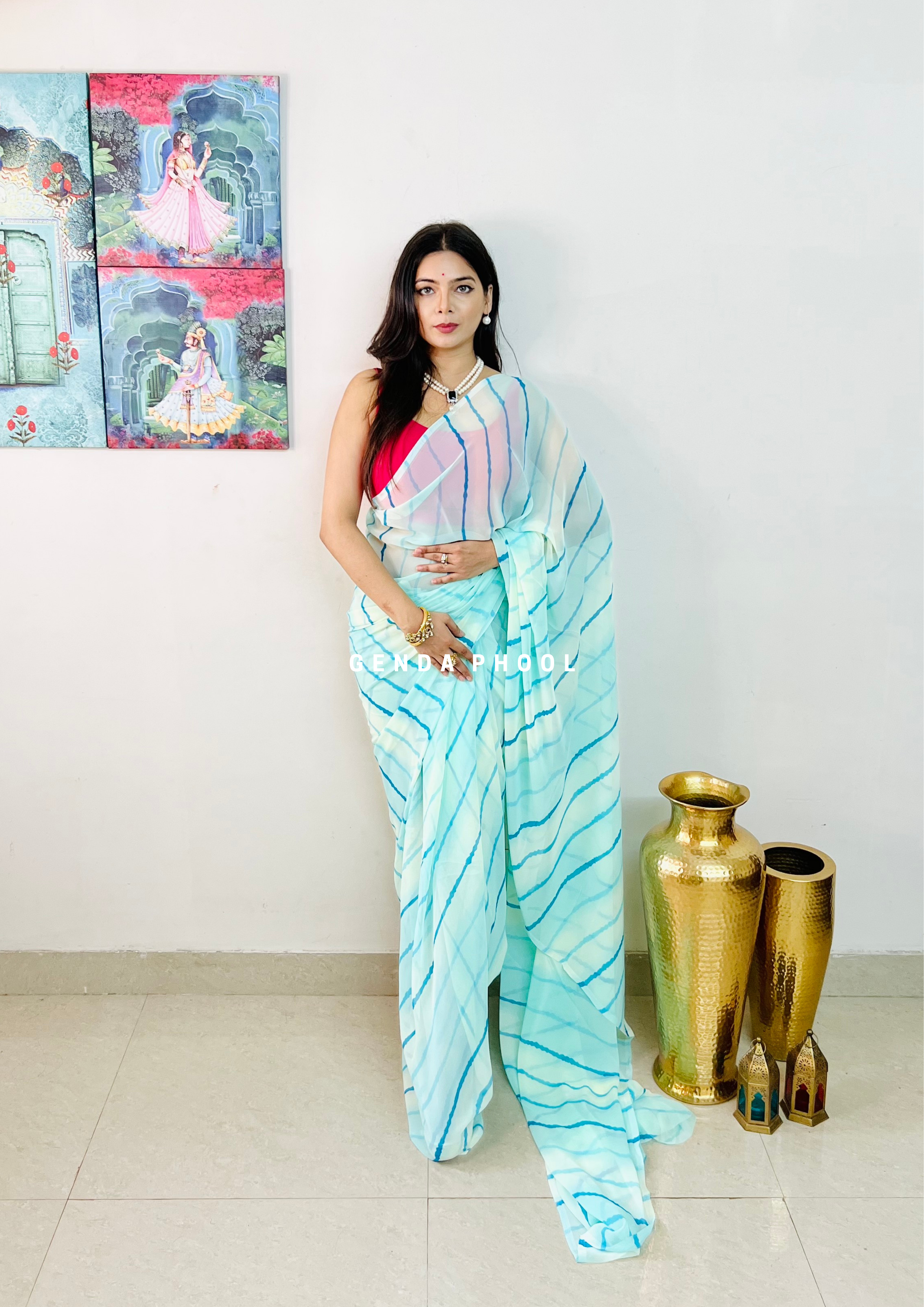 Vemshala : Yellow / Orange Rainbow Leheriya Kota Silk Saree : Treha