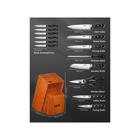 DEIK Knife Set High Carbon Stainless Steel Kitchen Knife Set 16