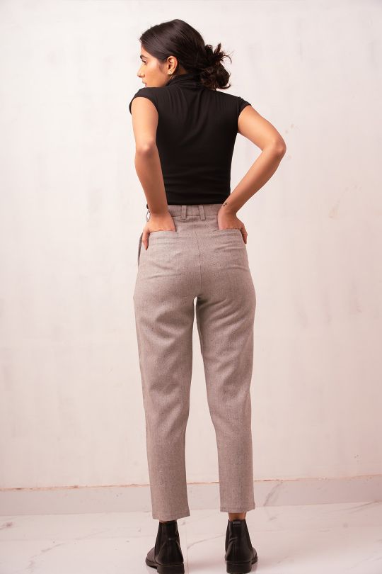 TNQ Women Slim Fit Soft Woolen Trousers/Woolen Straight Pants