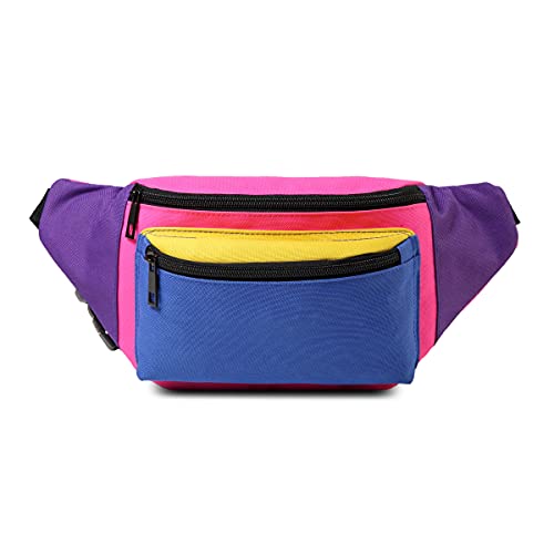 Three Pockets Neon Retro 80s Fanny Pack for Women Men Travel Festival Theme  Party Vintage Rave Accessories Plus Size Belt Bag