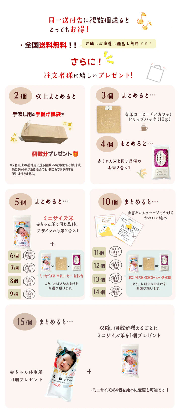 内祝い・赤ちゃん米お得な注文特典1