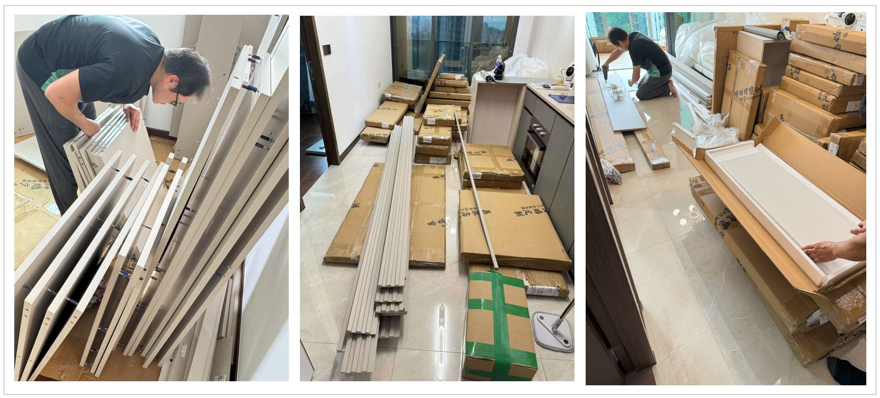 during renovation, assembly of modular cabinet