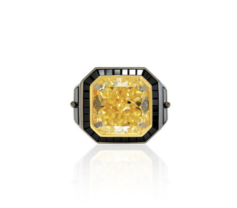 18 Carat Fancy Yellow Diamond Men's Ring