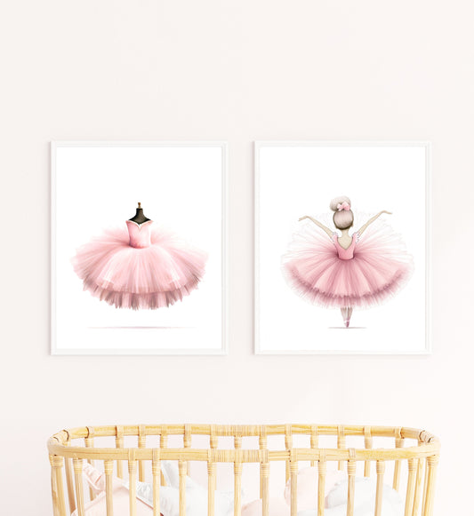 Little Ballerina Nursery Wall Art - Set Of 3 - Nursery Wall Art Decor