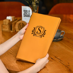 Leather Menu Holder with Rubber String fixing (LM06A4) - Inko Horeca Accessories
