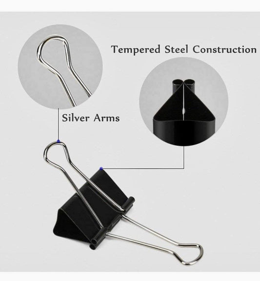 ODDY Nickel Plated-Rust Resistant 32 mm Black Binder Clip (Pack of