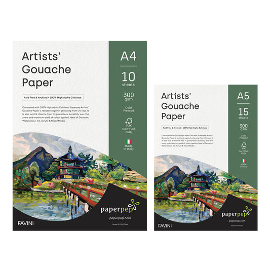 Paper Pep Artists' Acrylic Paint Paper 300GSM Cold Pressed A3 Pack of 5