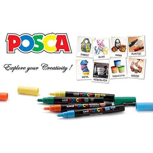 Uniball Posca 5M Marker Pen (Silver Ink, Pack of 1)