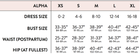 Belly Bandit Size Chart