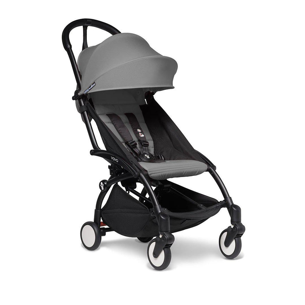 black and grey stroller