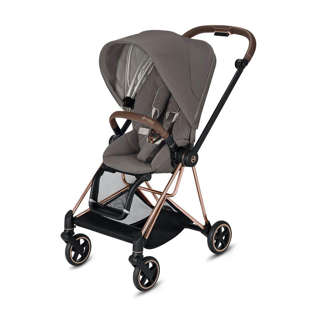 grey and rose gold pushchair