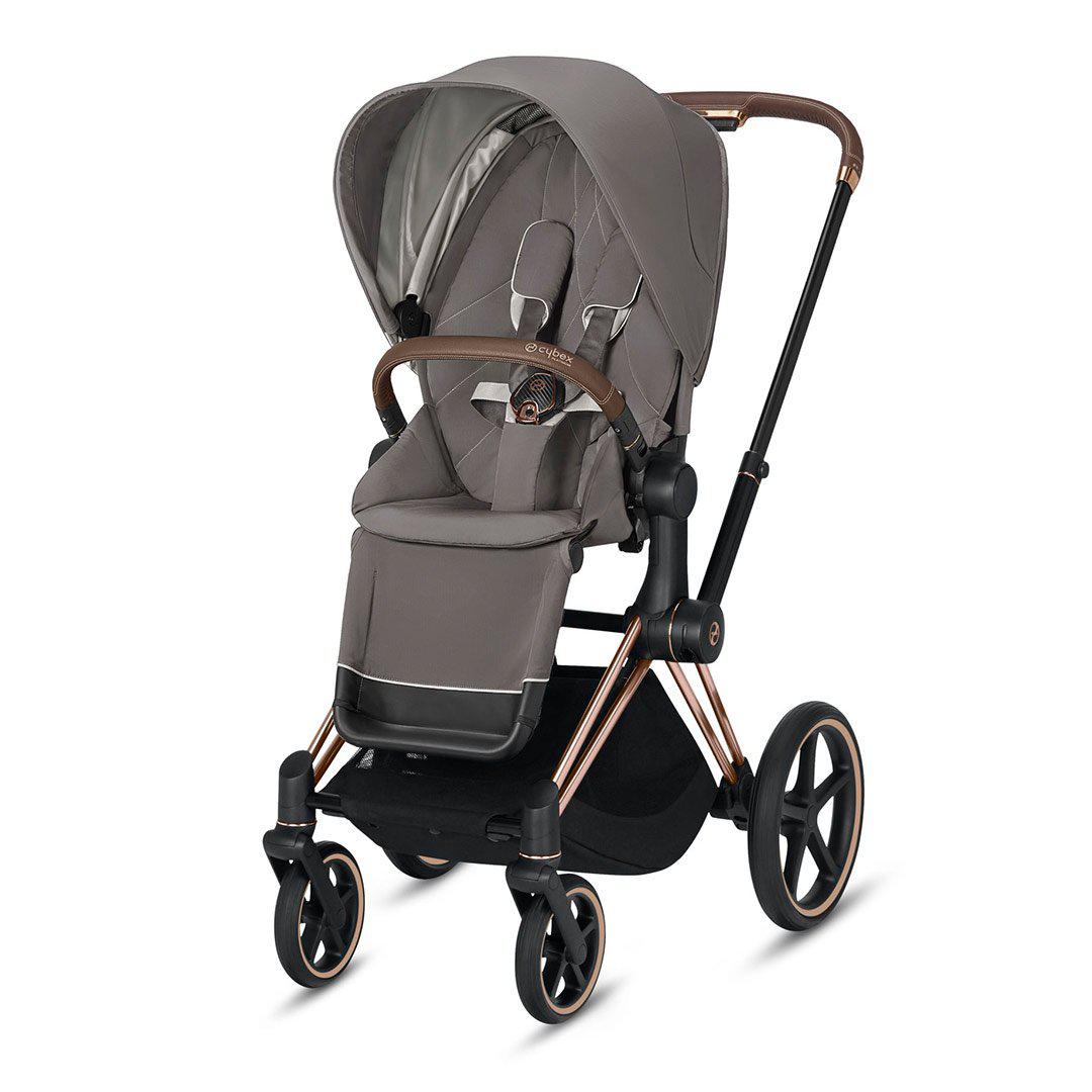 grey and rose gold pushchair