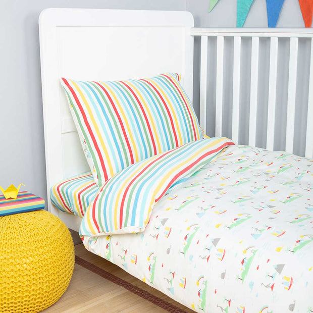 Frugi Cuddle Up Jersery Cot Bed Duvet Set Island Life Natural