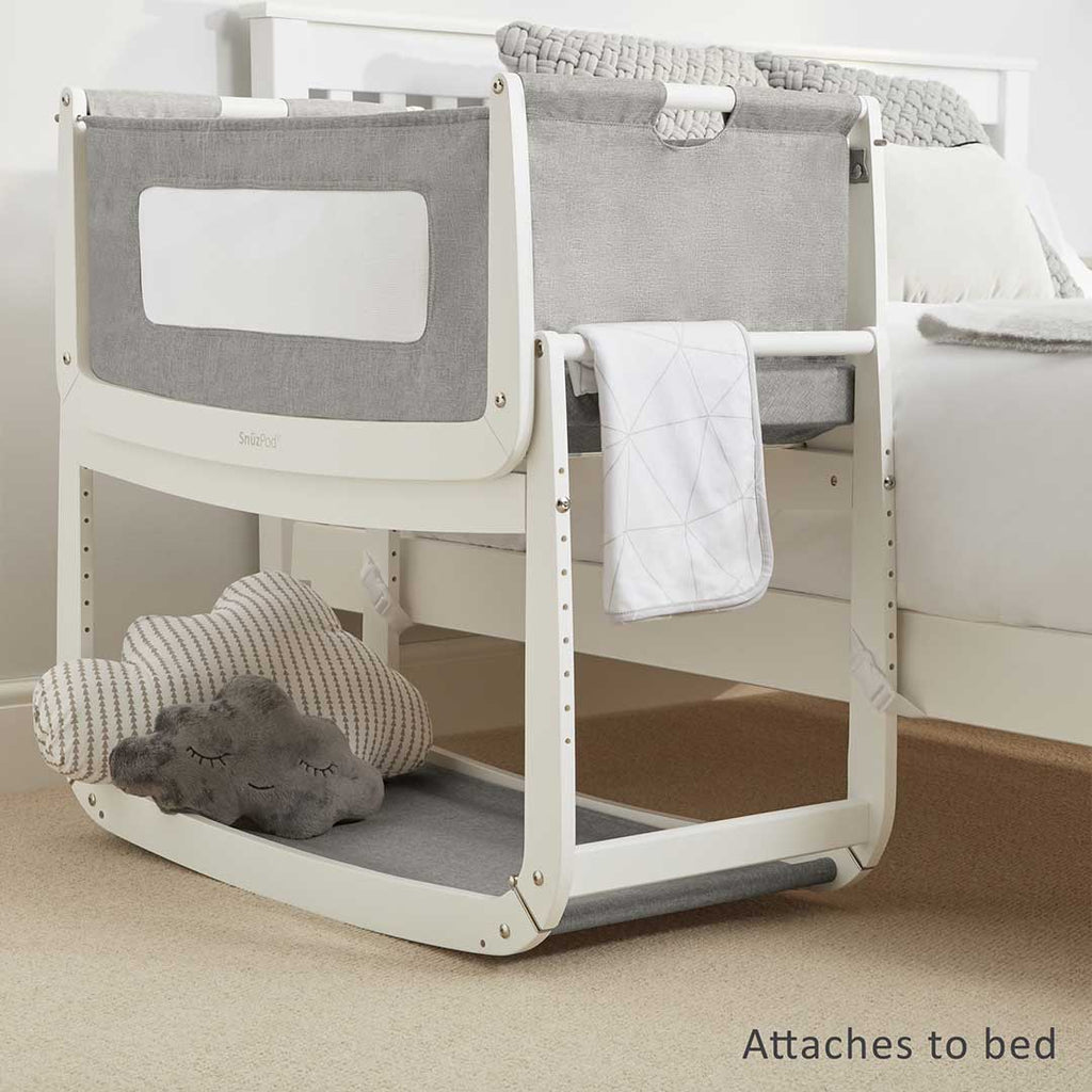 Snuzpod 3 Bedside Crib With Mattress Dusk Grey Natural Baby Shower