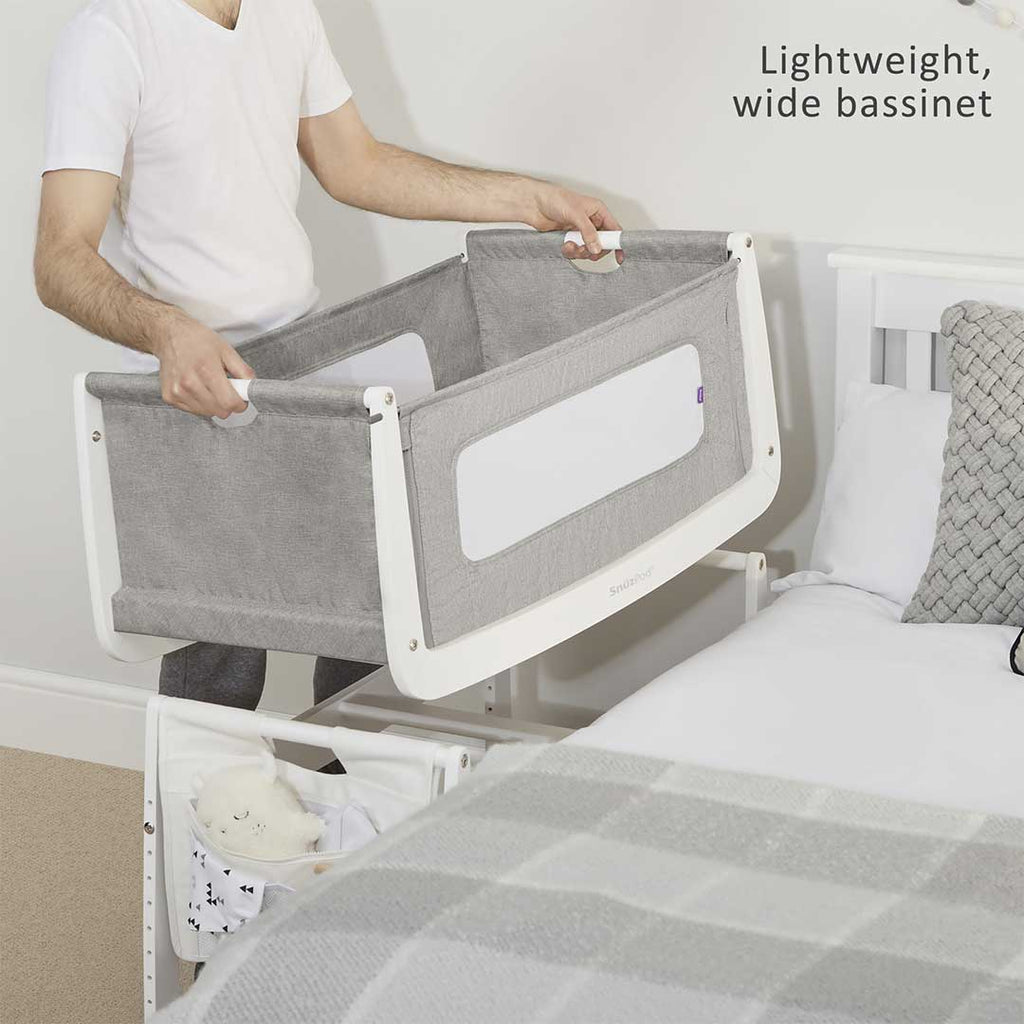 Snuzpod 3 Bedside Crib With Mattress Dusk Grey Natural Baby Shower