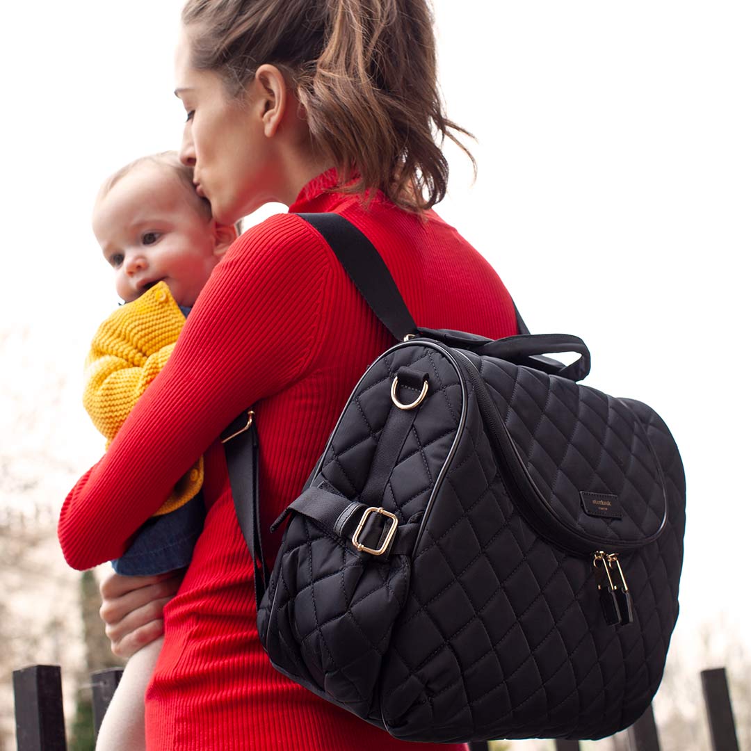 Storksak Poppy Luxe Black Scuba Diaper Bag